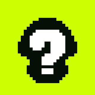A pixelated black and white question mark icon displayed on a bright neon green background, symbolizing the uncertainty or speculative nature of the listed NFT projects the post is recommending.