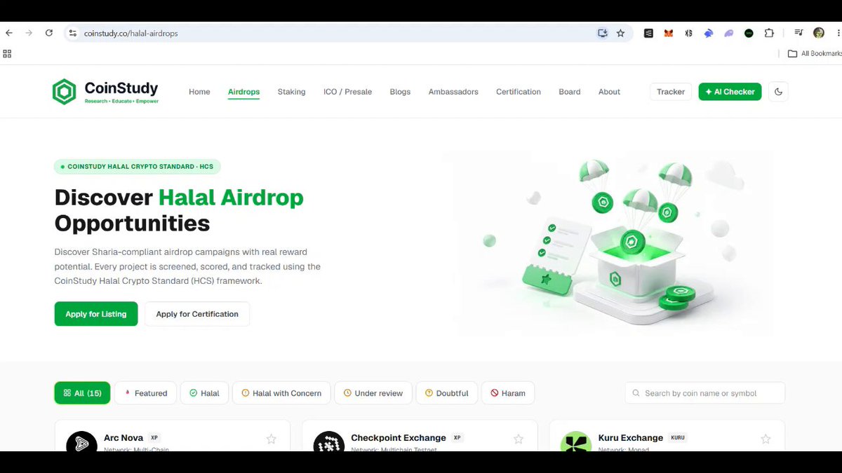 The image shows a website called CoinStudy that has a green background with white text. On this website, there are descriptions of various opportunities for people to invest their money or participate in projects. One such opportunity is an Airdrop, which is described as free and easy to use. The post also mentions another project that raised 15 Million US Dollars, indicating the potential profitability of these opportunities.