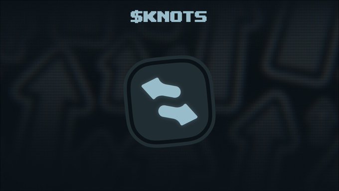 A digital graphic displays the word '$KNOTS' above a stylized 'S' logo on a dark, textured background.