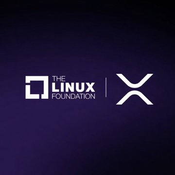 The image displays the white logos of "The Linux Foundation" and Ripple's "X" symbol side by side on a dark purple background, visually announcing Ripple's new premium membership status with the organization as they collaborate to standardize internet-native payments for AI agents and applications.