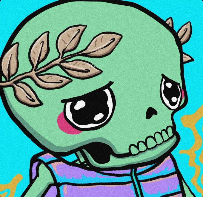 A sad cartoon chog character with leafy head details and a tearful expression, paired with a post about accidentally selling a rare NFT ("chog") worth ~$1.3k to their dad, humorously pleading for it back.