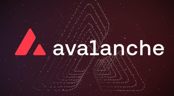 The image features the logo of the cryptocurrency company Avalanche that is displayed against a dark purple background with white shapes scattered throughout, creating an abstract design. The text "AVAX QUIETLY CLIMBING #10 LARGEST STABLECOIN NETWORK DUE TO BLACKROCK! @avax is quietly becoming a major stablecoin player, their supply just surged 16% in a week to $1.66B".