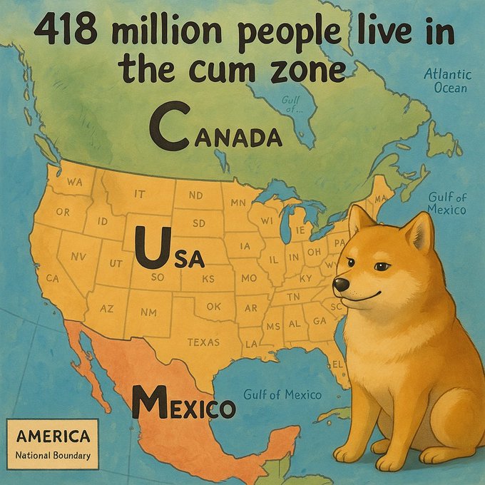 The image features a cartoon dog sitting next to a map of North America, with the United States labeled as Mexico. The caption below the map reads "Interesting", which could be interpreted as an intriguing or thought-provoking statement about the relationship between the two countries.
