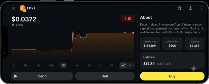 The image shows a smartphone screen displaying a trading app, which has a graph showing the value of tokens increasing over time. The text on the screen indicates that there are currently $0.37 worth of tokens available for sale or exchange. This information is relevant to the post because it highlights how tokens can be used as an alternative form of currency in the digital economy, allowing users to buy and sell tokens based on their value.