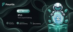 A Fourtis cryptocurrency project promotional image featuring an astronaut mascot with $TL5 listed at $1.5 with Teva Liquid Staking.