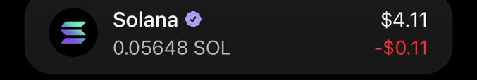 The image shows a Solana (SOL) price card displaying a current price of $4.11 with a decline of -$0.11, alongside a balance of 0.05648 SOL. It appears to be a screenshot from a crypto wallet or portfolio app, likely shared in response to the post asking users to repost and share their $SOL wallets for an airdrop or giveaway promotion.