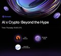 A dark screen shows the thumbnail for the video 'AI x Crypto: Beyond the Hype' with only 3 hours left.