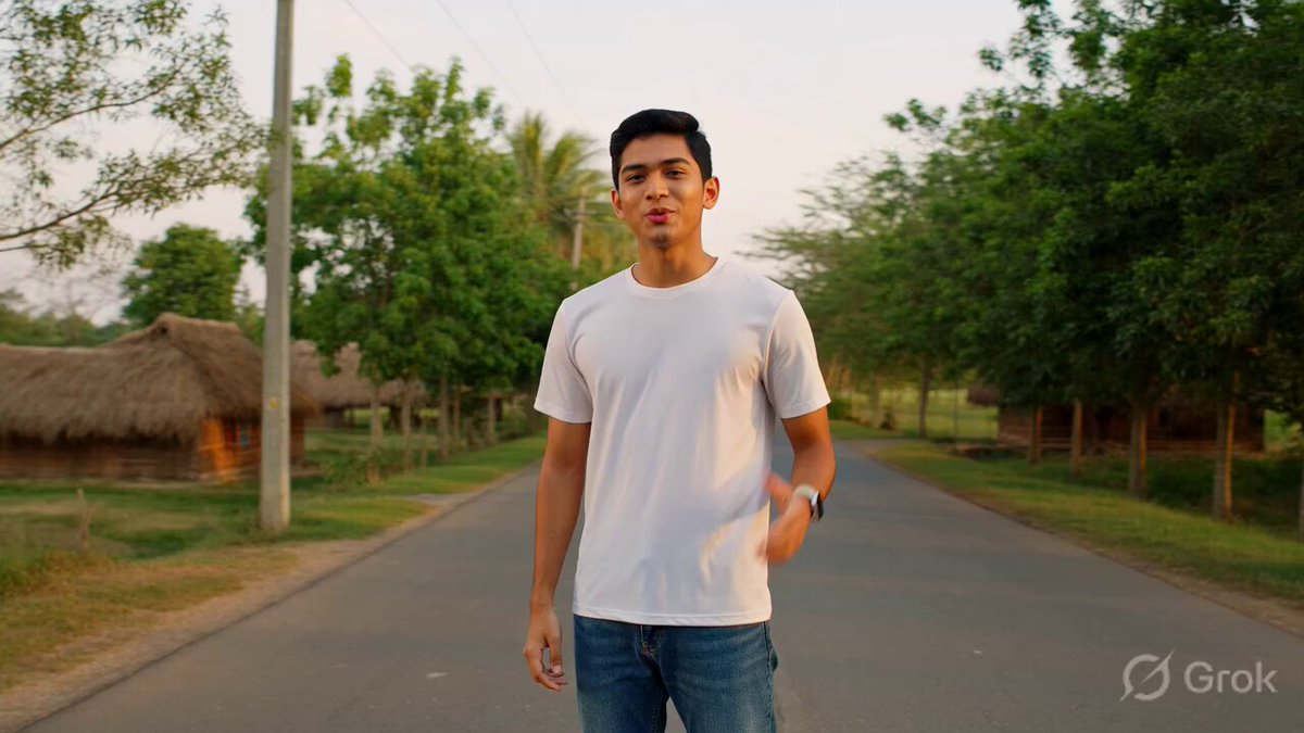 The image features a young man wearing a white t-shirt standing alone on an empty street, with trees in the background. The photo has been edited or filtered to emphasize the main subject of the picture - the man in his white t-shirt. The caption below the image provides context about the post and its relation to the image.
