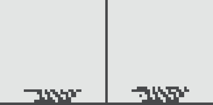 A pixelated black bar chart shows the ticker "WIF" repeated twice in blocky text on a light background, split by a tall central vertical line. This ties to Normie #294, where 526 pixels were edited by soxiety.eth to display the "WIF" meme coin tag within the minimalist normie template.