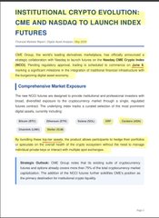 The image is an Institutional Crypto Evolution article discussing CME and Nasdaq plans to launch crypto futures, detailing their comprehensive market exposure strategies.

The image relates to the post by highlighting institutional adoption of crypto in traditional finance, which contextualizes the EU Digital Product Passport's use of blockchain technology as part of a broader trend of integrating digital assets into established regulatory and market frameworks.