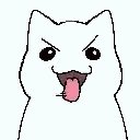 iced cat face with pink tongue sticking out, eyes closed and mouth slightly open.
