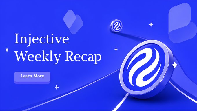 Promotional banner reading 'Injective Weekly Recap' with a 'Learn More' button on a blue background.