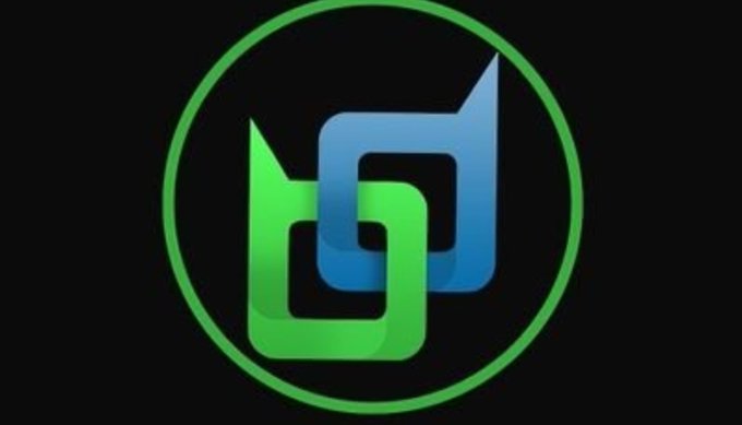 A logo featuring two interlocking chain-link shapes, one green and one blue, enclosed within a green circle on a black background.