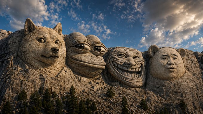 The image features a large stone statue of a dog, with two other statues of people smiling or laughing behind it. The statues are positioned at different angles, creating an interesting composition that draws attention to the unique design elements. The text "there, i fixed it for you $DOGE ethane" suggests that someone has taken care of these sculptures and made sure they look their best.