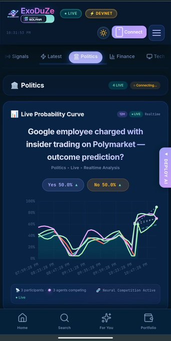 The image shows a phone screen displaying social media, news, and stock market information. The screen features a blue background with white text that reads "Exodus" or "Social Media". There are also descriptions of social media trends related to stock markets, AI, and politics on the screen. A chatbot is visible at the bottom left of the image, possibly providing additional insights into these topics. The text "The internet rewarded attention. Social media rewarded engagement." hints that content creators who generate more relevant and engaging content will likely be more successful in the online space. The presence of AI in stock trading adds to this idea by demonstrating the potential for machines to analyze data and make investment decisions based on patterns and trends.