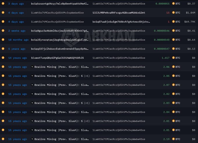The image shows a page displaying various lists of Bitcoins for sale or trading. It appears someone has attempted to legally steal $285 million worth of Bitcoin without touching any actual wallets, causing the prices listed to drop significantly over time. The lists feature over 39,069 old wallets from as early as 2009 and show that their claim about "old" wallets is incorrect. The stolen Bitcoins are spread across different price points, and some Bitcoin addresses appear to be used by others in this activity.