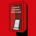 A red book cover or digital display titled 'BOOK OF EMERGENCY BREAK GLASS' featuring an image of a fire alarm-style break glass box.