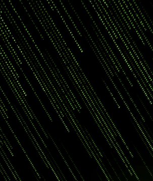 The image features a black background with green lines falling from it, creating an abstract pattern that resembles raindrops or water droplets. The text "CyberSeas work will be remembered for generations to come" is written below this pattern, which could be related to Bitcoin or digital art in general.