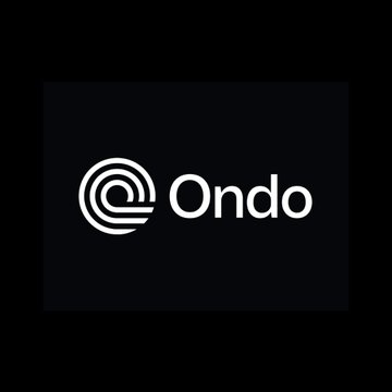 The image shows the Ondo Finance logo, featuring a stylized white "@" or spiral emblem alongside the word "Ondo" on a black background. The logo visually represents Ondo Finance, the cryptocurrency company mentioned in the news about its late founder Nathan Allman's mother seeking legal action to gain control of the firm and remove CEO Ian De Bode.