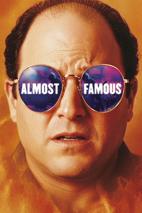 A movie poster-style image of Jack Nicholson with the words 'ALMOST FAMOUS' reflected in his round sunglasses.