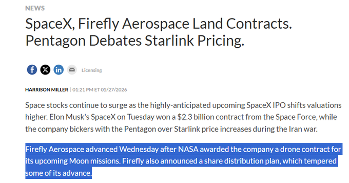 The image shows a screenshot of an article about space exploration, specifically about NASA's plans for space travel. The text in the image reads "added more $FLY before more continuation also chek the news investors.com/news/spacex-sp ...". This suggests that there is some additional information or context related to the topic being discussed in the article.