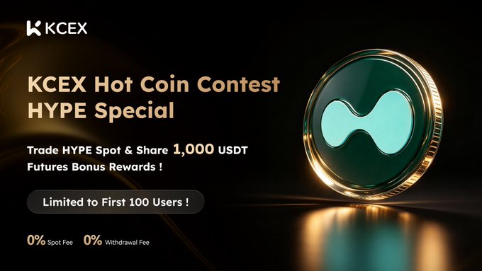 In the image, there is a black background with the word "KCEX" written in white letters at the top. Below that, there is a description of an event called the "Hot Coin Contest". The contest promotes trading on KCEX, and it will run from June 2nd to 9th. There is also a picture of a green coin placed near the center of the image. In the caption provided with the image, it says that users can trade their coins for $500 or $1,000 USD. Furthermore, there are details on how to access and use this feature, such as limited spots available for the first 100 users only at this time.