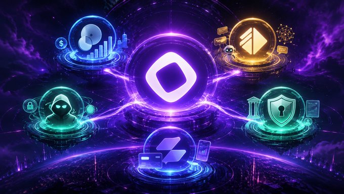 A vibrant digital artwork showcases interconnected nodes representing crypto and AI ecosystems, with central "Monad" branding surrounded by glowing orbs symbolizing analytics, DeFi infrastructure (Pendle), AI agents (Alt AI), private swaps (HoudiniSwap), and privacy tools (Unlink), visually echoing the post's theme of Monad's expanding utility through privacy, yield, and AI-driven innovation.