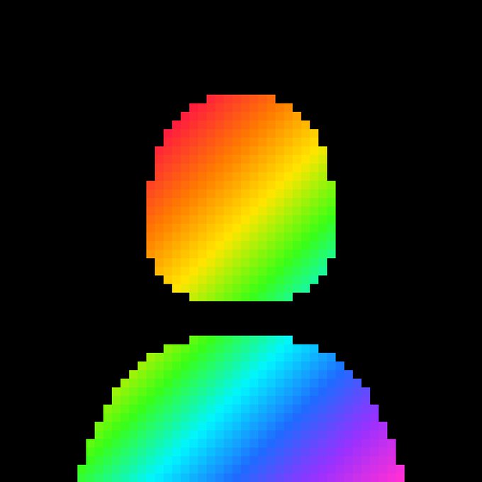 A pixelated user avatar icon with a colorful gradient face and body on a black background, with no visible text or identifying information, illustrating the anonymous nature of the profile being sought in the "1 ETH for whoever has this avatar" post.