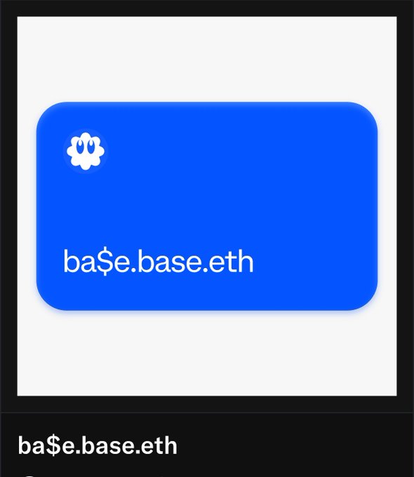 The image features a blue square with white text that reads "Base.eth". The text is centered within the frame, making it the main focus of the image. The background appears to be a light gray color, which contrasts nicely with the blue square and white text.