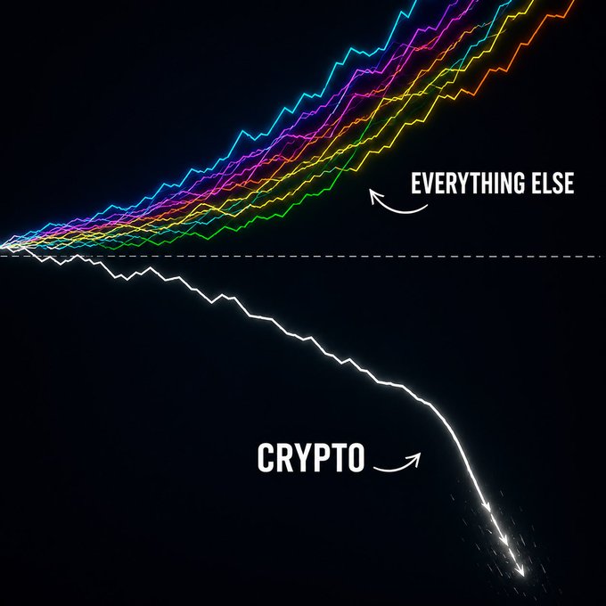 The image shows a graph with lines representing cryptocurrency prices, including Bitcoin and Ripple. The graph has a downward trend for Bitcoin but an upward trend for Ripple. The caption below the graph reads "Everything Else will be epic". This suggests that the cryptocurrency market is experiencing significant fluctuations, which could potentially impact other cryptocurrencies like Ripple.