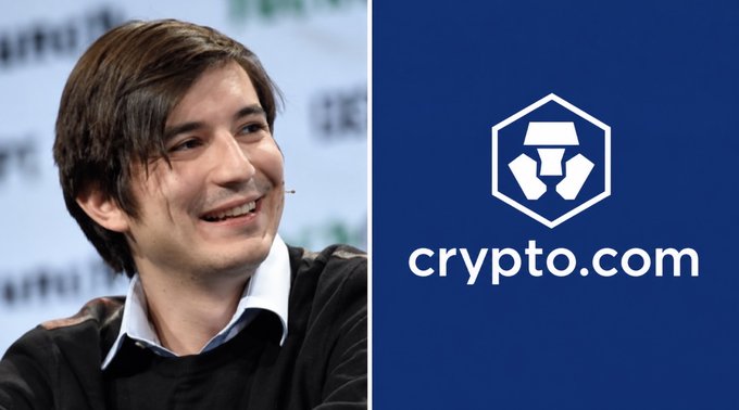 Robinhood CEO Vlad Tenev appears beside the Crypto.com logo. The image illustrates Robinhood acquiring a minority stake in Crypto.com, signaling a major push into the crypto market.