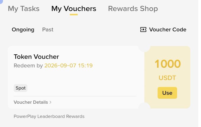 The image is a screenshot of a website's login page, specifically targeting users who are engaged with Power Play games or events as participants, showing them a list of rewards points they have earned for their participation. The main focus of this screen shot is a message congratulating a user on winning the #1000 token voucher in an event and highlighting how they achieved such a milestone by participating actively in the gaming community.