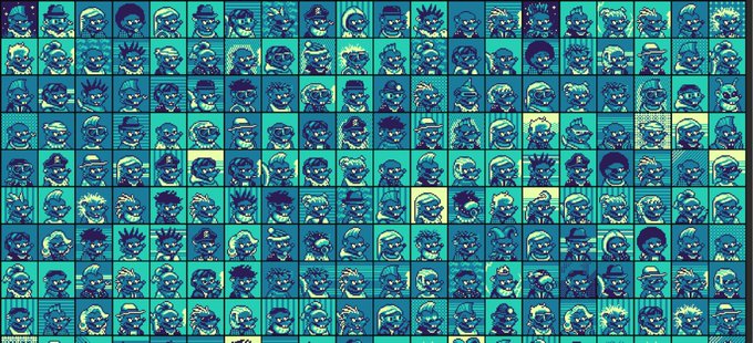 The image features a large grid of small cartoon faces, each with different colors and styles. The faces are arranged in rows and columns, creating an interesting pattern that resembles a tiled design or mosaic. The caption below the image reads "Any project that builds on top of @basepaint_xyz gets bear-hugged into the BasePaint canon". This suggests that the image is related to a social media platform or online community where users can share and discuss their artwork, designs, or ideas in a friendly and supportive environment.