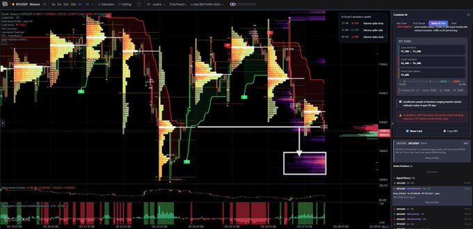 The image features a charting program with a live stock graph that displays Bitcoin. The Bitcoin price appears low, likely indicating a sell signal or news about the cryptocurrency's performance. A website for Coinank can be accessed from the bottom of this chart, which provides further insight into the current Bitcoin market trends and indicators.