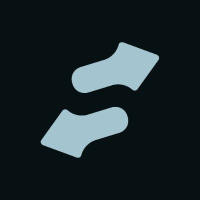 Two blue sock-like shapes on a black background.