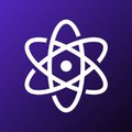 A purple background displaying the white React logo, the symbol used for the React JavaScript library.