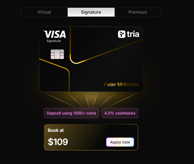 The image features a page from a virtual payment system, specifically Visa's signature credit card. The main focus of this image is an infographic that displays information about the card's premium feature and its associated benefits for users who utilize the card responsibly at least four times a month. It shows the process of depositing 1000 US dollars using either coins or banknotes, with the deposit amount being converted into cashback rewards in a 3:5 ratio. The total cost for this premium service is 109 dollars, including a 5% processing fee and a 1.99% processing fee if used for online transactions.