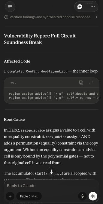 The image shows a cell phone screen with an alert for a vulnerability report, specifically about a soundness break. The alert displays information about the affected code, root cause, and suggestions for fixing the issue. There are also instructions provided on how to resolve the problem.
