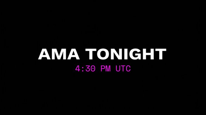 A black promotional graphic reads “AMA TONIGHT” in large white text and “4:30 PM UTC” in purple. It advertises the Datai Network pre-TGE AMA scheduled for 4:30 p.m. UTC.