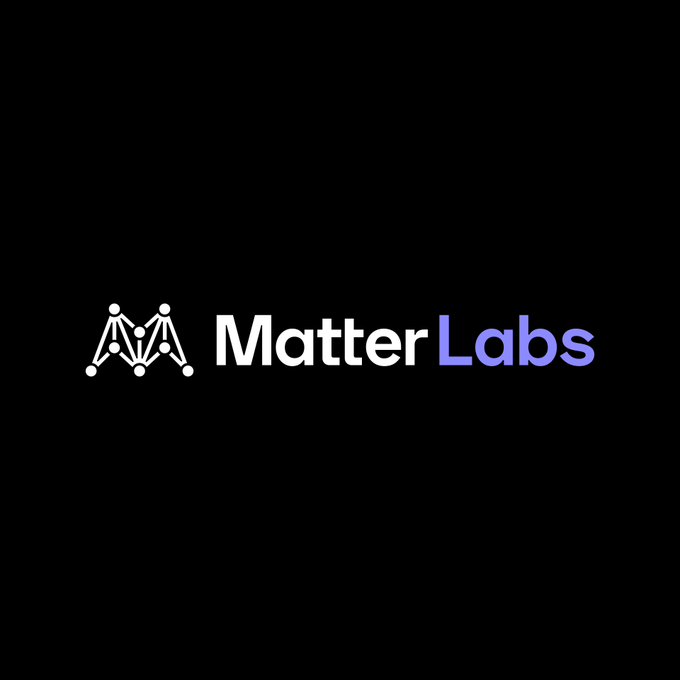 The image displays the Matter Labs logo—featuring a stylized "M" formed by interconnected nodes alongside the company name in white and blue text—on a black background, visually branding the announcement about open-sourcing their Prividium platform's permissioning engine for institutional use.