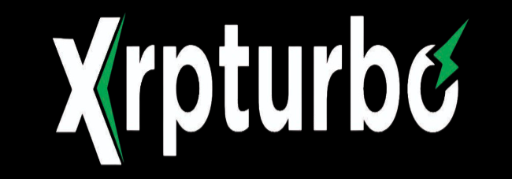 A stylized logo reading 'Xrpturbo' in white letters with green accent lines on a solid black background.