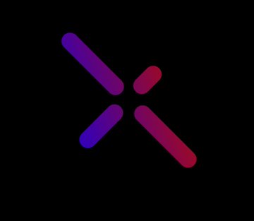 The image displays a stylized "X" logo composed of four rounded segments in a purple-to-magenta gradient, closely resembling the $METAL cryptocurrency logo as referenced in the post.