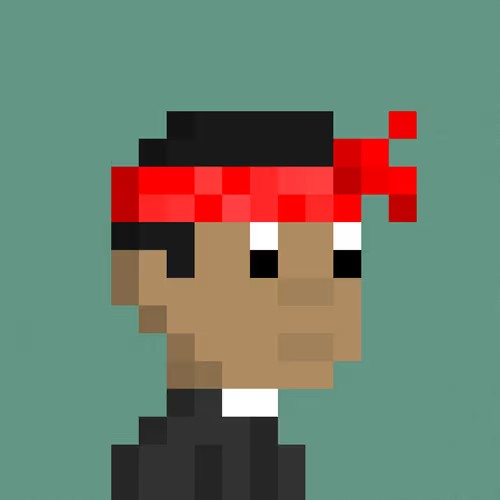 A pixel art profile image of a cartoon pirate character wearing a red bandana over dark hair, shown in profile facing right against a teal background.