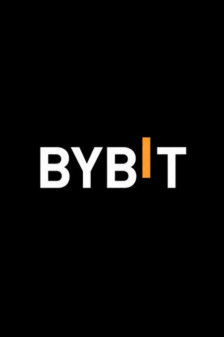 The image displays the "BYBIT" logo in white text on a black background, with the letter "I" stylized in orange. This represents Bybit, the cryptocurrency exchange mentioned in the post claiming to launch equity options products, which the commenter disputes by noting Hypercall had such options earlier.
