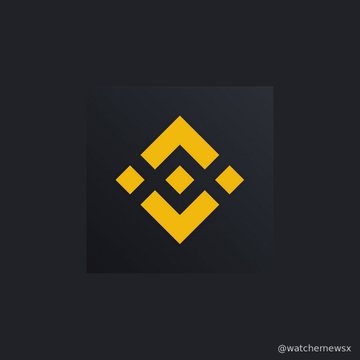 The yellow Binance (BNB) logo on a dark background, credited to @watchmewsx.