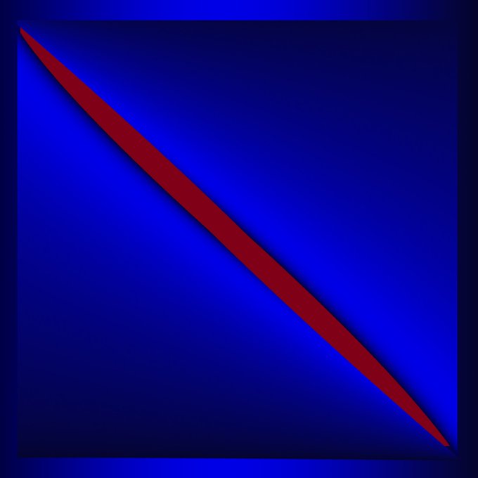 A square tile icon featuring a blue gradient background with a thin red diagonal slash running from the top-left to the bottom-right corner, visually representing the casual "Gn" (good night) sign-off often used in late-night conversations.