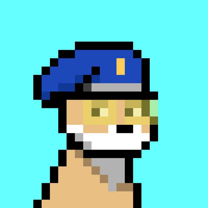 A pixel art portrait of a character wearing a blue cap, possibly depicting a Pokemon trainer or similar game character.