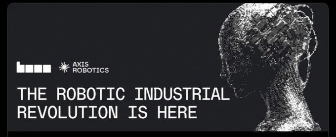 A dark promotional banner reading 'THE ROBOTIC INDUSTRIAL REVOLUTION IS HERE' with logos for 'boost' and 'AXIS ROBOTICS', featuring a digital/metallic bust of a person.