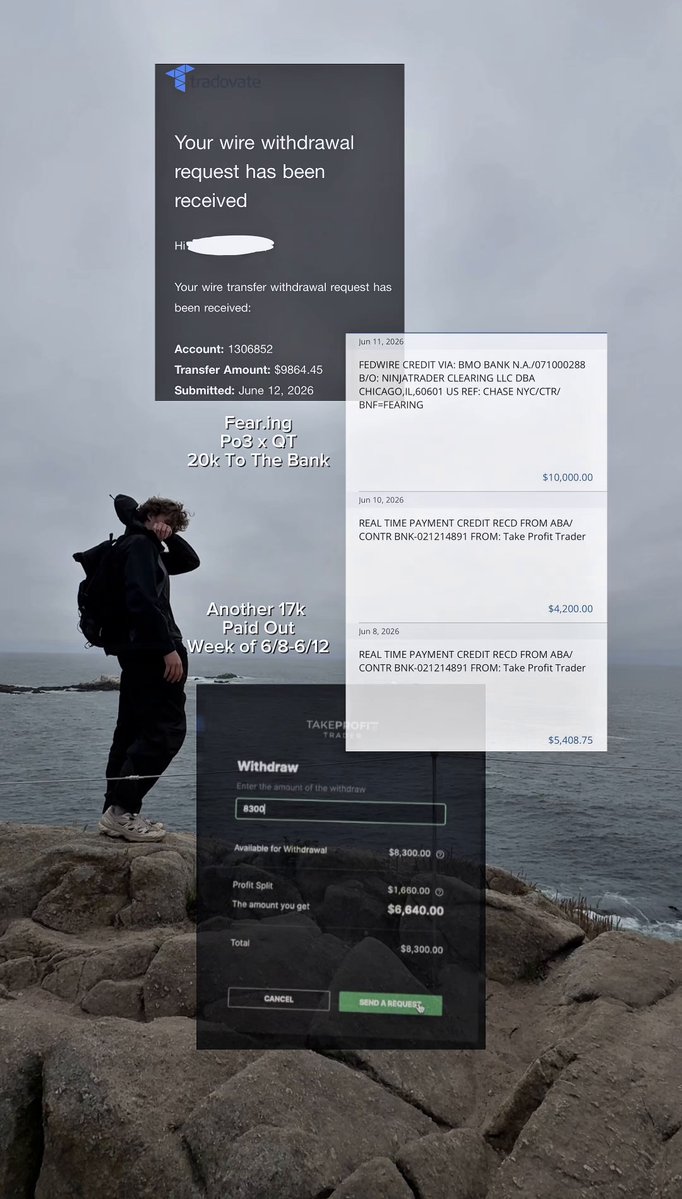 The image shows a man standing on rocks with his back to the camera, wearing a backpack. There are three screens displayed in the photo, each showing different information about the man's account. The first screen displays a message saying "You were wrong to delete your account", while the second screen shows a list of charges against him for unauthorized transactions and fees.

The third screen is blank, which could be interpreted as an error or a warning that the user needs to fix their account information before it can be processed. The man's presence on the rocks adds a sense of adventure and freedom from the constraints of his financial situation.