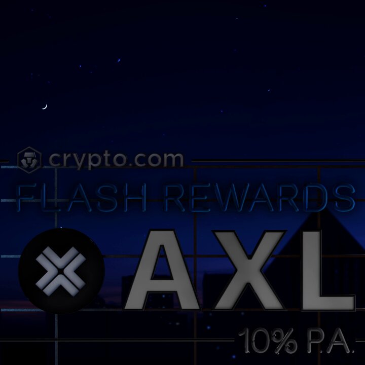 The image features a night sky with stars and a moon. The stars are positioned at different heights across the frame, while the moon is located near the top left corner of the sky. In the center of the scene, there's text written below a logo that says "AXL Flash Rewards". It appears to be a marketing slogan or promotional material for an online cryptocurrency exchange platform called "AXL", which offers up to 10% p.a. allocation. This allocation includes 100,000 AXL and any following allocations within the first 2,200,000 worth of AXL. The text is positioned in such a way that it's easy to read and visually appealing against the night sky background.